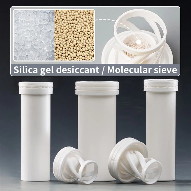 Indicating Silica Gel Desiccant Within Flip Top Cap